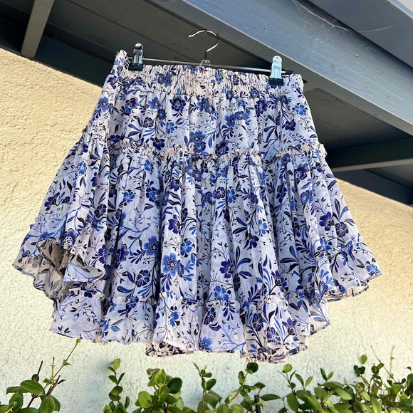 Misa Marion Skirt NWT Cerulean Floral Blue Ruffled Mini Womens Size Small - Picture 5 of 7